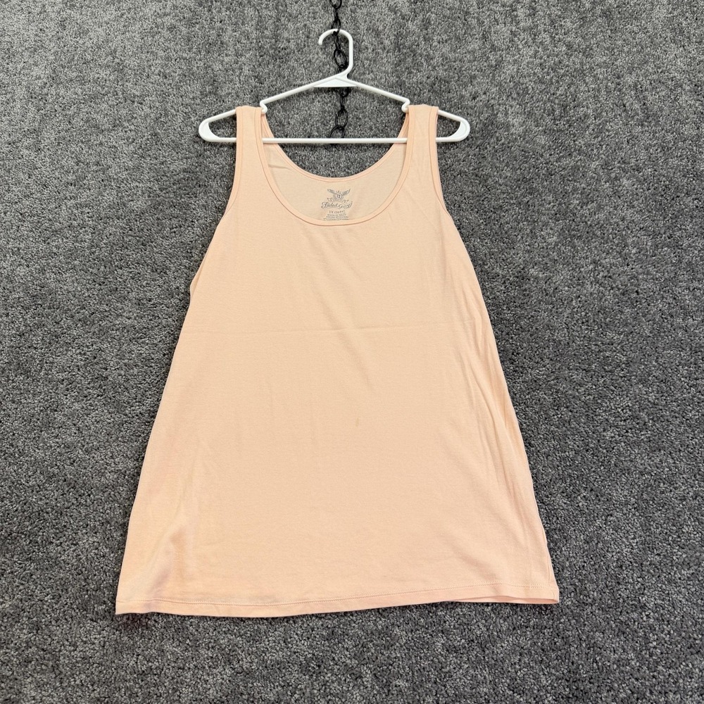 Faded Glory Tank Top Womens 1X Pink Scoop Neck Tagless Stretch Summer Casual